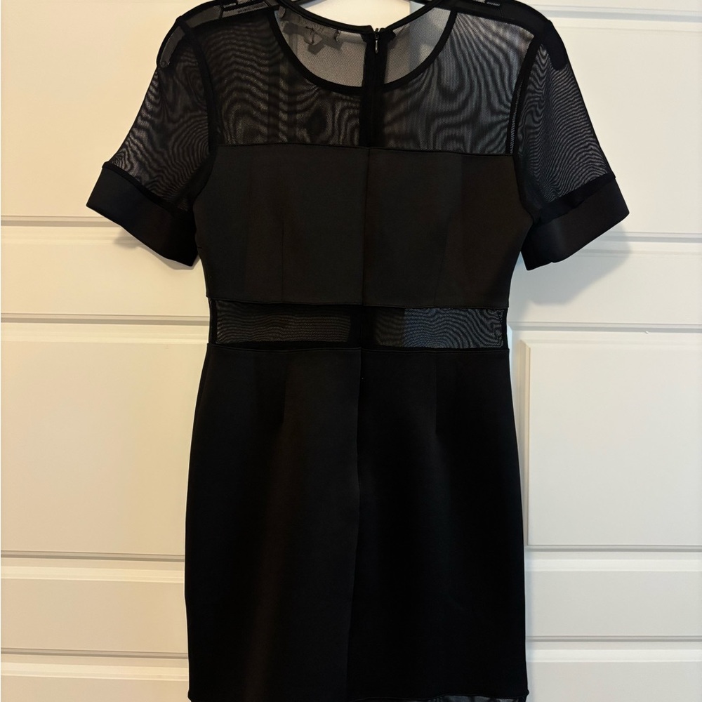 The Hanger Black Mini Dress with Sheer Accents